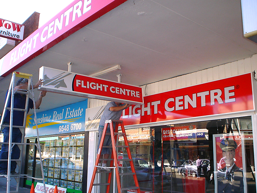 shop front signs for flight centre